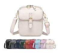 Crossbody Leather Bag,Double Layer Large Capacity Messenger Bag, Retro faux leather built-in wallet anti-theft bag (White)