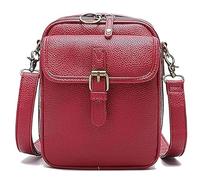 Crossbody Leather Bag for Women, Vintage Anti Theft Shoulder Bags Built In Wallet, Large Capacity (Red)
