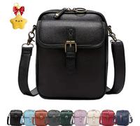 Crossbody Leather Bag, Large Capacity Anti-Theft Vintage Bag, Multi-slot Bags with with Adjustable Strap for Everyday Casual (Black)