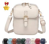 Crossbody Leather Bag, Large Capacity Anti-Theft Vintage Bag, Multi-slot Bags with with Adjustable Strap for Everyday Casual (White)