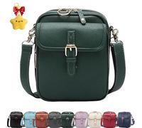 Crossbody Leather Bag, Large Capacity Anti-Theft Vintage Bag, Multi-slot Bags with with Adjustable Strap for Everyday Casual (Green)