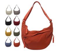 Crossbody Luna Bag,Women's Fashion Plain Color Nylon Shoulder Crescent Bags,Lightweight Hobo Purse with Adjustable Strap, naranja