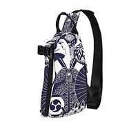 Crossbody Sling Backpack Asian Japanese Geisha Maneki Scroll Travel Senderismo Chest Daypack One Strap Shoulder Bag