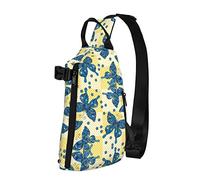 Crossbody Sling Backpack Blue Butterfly Plaid Viajes Senderismo Chest Daypack One Strap Shoulder Bag