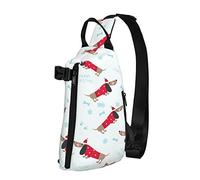 Crossbody Sling Backpack Cute Dachshund Merry Chirstmas Viajes Senderismo Chest Daypack One Strap Shoulder Bag