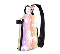Crossbody Sling Backpack Cute White Unicorn Stripe Rainbow Travel Senderismo Chest Daypack One Strap Shoulder Bag