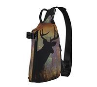 Crossbody Sling Backpack Deer Forest Starry Galaxy Travel Senderismo Chest Daypack One Strap Shoulder Bag