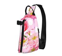 Crossbody Sling Backpack Flamingo Pink Bird Polka Dot Travel Senderismo Chest Daypack One Strap Shoulder Bag