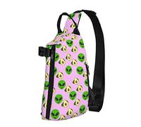 Crossbody Sling Backpack Funny Aliens Avocados Pink Travel Senderismo Chest Daypack One Strap Shoulder Bag