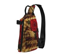 Crossbody Sling Backpack Grunge Rose Vintage Music Travel Senderismo Chest Daypack One Strap Shoulder Bag