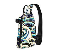Crossbody Sling Backpack Japanese Big Waves Sea Travel Senderismo Pecho Daypack One Strap Shoulder Bag