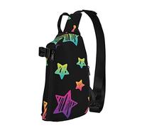 Crossbody Sling Backpack Neon Gradient Star Pattern Travel Senderismo Chest Daypack One Strap Shoulder Bag
