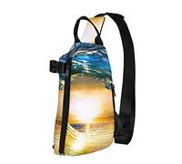 Crossbody Sling Backpack Ocean Wave Falling Sunset Time Travel Senderismo Chest Daypack One Strap Shoulder Bag