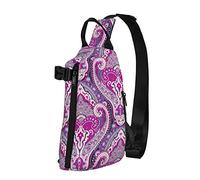 Crossbody Sling Backpack Purple Bohemian Paisley Palid Travel Senderismo Chest Daypack One Strap Shoulder Bag