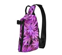 Crossbody Sling Backpack Purple Leaves Weed Travel Senderismo Chest Daypack One Strap Shoulder Bag