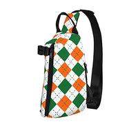 Crossbody Sling Backpack St Patrick Green Orange Plaid Viajes Senderismo Chest Daypack One Strap Shoulder Bag