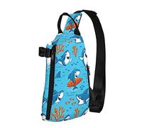 Crossbody Sling Backpack Underwater Cute Cartoon Sharks Travel Senderismo Chest Daypack One Strap Shoulder Bag