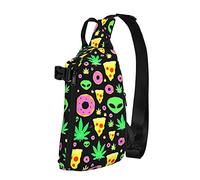 Crossbody Sling Mochila Alien Donut Leaf Weed Pizza Travel Senderismo Chest Daypack One Strap Shoulder Bag