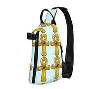 Crossbody Sling Mochila Antiguo Egipto Golden Ankh Viaje Senderismo Cofre Daypack Una Correa Bolso de Hombro