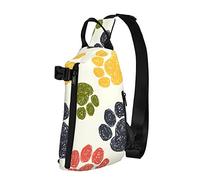 Crossbody Sling Mochila Colorful Doodle Paw Rainbow Travel Senderismo Chest Daypack One Strap Shoulder Bag