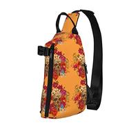 Crossbody Sling Mochila Floral Sugar Skull Travel Senderismo Chest Daypack One Strap Shoulder Bag