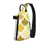 Crossbody Sling Mochila Mermaid Tail Gold Glitter Viajes Senderismo Chest Daypack One Strap Shoulder Bag