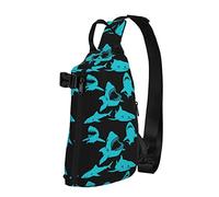 Crossbody Sling Mochila Shark Fish Silhouette Vintage Travel Senderismo Chest Daypack One Strap Shoulder Bag