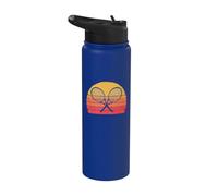 Crossed Tennis Racquets Retro 80s Sun Vintage Graphic Stainless Steel Insulated Water Bottle