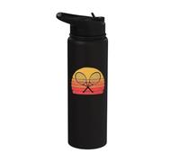 Crossed Tennis Racquets Retro 80s Sun Vintage Graphic Stainless Steel Insulated Water Bottle