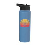 Crossed Tennis Racquets Retro 80s Sun Vintage Graphic Stainless Steel Insulated Water Bottle