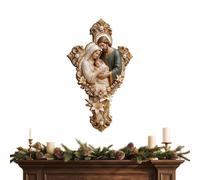 Crosses Wall Decor, Christian Holy Family With Metal Hook, Wooden Wall Cros
