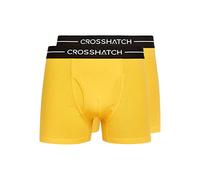Crosshatch Hexter - Calzoncillos Tipo bóxer para Hombre (Paquete de 2), algodón elástico con Apertura Frontal y Cintura de la Marca Jacquard, Tallas S-XXL, Azul, Amarillo, Rojo, Paquete múltiple
