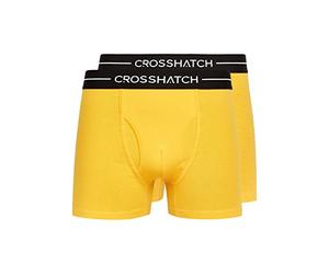 Crosshatch Hexter - Calzoncillos Tipo bóxer para Hombre (Paquete de 2), algodón elástico con Apertura Frontal y Cintura de la Marca Jacquard, Tallas S-XXL, Azul, Amarillo, Rojo, Paquete múltiple