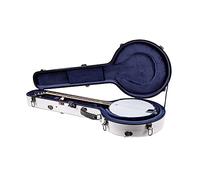 Crossrock Banjo Case-Fits de Fibra de Vidrio de 11~12,5 Pulgadas Openback Styles Straps, Interior Compartment, Fixed & Removable Padding-Includes TSA Lock White