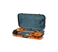 Crossrock CRF2020DTUOR - Funda doble de fibra de vidrio con cerradura TSA para dos ukeleles de concierto y tenor, color naranja