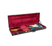 Crossrock CRW520EBK - Funda de Madera para Guitarra eléctrica Stratocaster y Telecaster, Exterior de Vinilo Negro, Interior de Felpa, Cerradura, Carcasa rígida Rectangular Vintage, Color Negro
