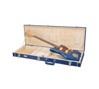Crossrock Designer Series - Funda de Madera para Guitarras eléctricas Estilo Jazzmaster/Jaguar, Cerradura de Seguridad, Patas de Metal, Espacio de Almacenamiento, Azul Vibrante (CRW520JMVB), Azul