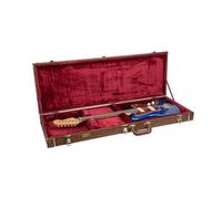 Crossrock Designer Series - Funda de Madera para Guitarras eléctricas Estilo Jazzmaster/Jaguar, Cerradura de Seguridad, Patas de Metal, Espacio de Almacenamiento, Color marrón Flor (CRW530JMBQ),