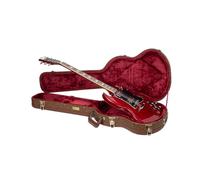 Crossrock Designer Series - Funda de Madera para Guitarras eléctricas Gibson SG, Cerradura de Seguridad, Patas de Metal, Espacio de Almacenamiento, Color marrón Flor (CRW530SGBQ), Marrón Flor, SG