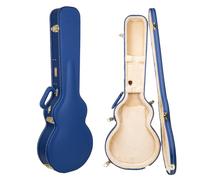 Crossrock Designer Series - Funda de Madera para Guitarras eléctricas semihuecas de 6 Cuerdas Estilo 335, Cerradura de Seguridad, Patas de Metal, Espacio de Almacenamiento, Azul Vibrante (CRW520SAVB)