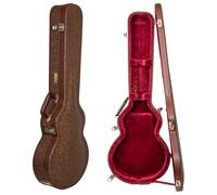 Crossrock Designer Series - Funda de Madera para Guitarras eléctricas semihuecas de 6 Cuerdas Estilo 335 - Cerradura de Seguridad, Patas de Metal, Espacio de Almacenamiento - Marrón Flor (CRW530SABQ)