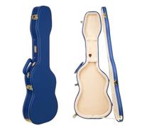 Crossrock Estuche de Guitarra eléctrica de Madera contorneada para Stratocaster & Telecaster | Piel sintética Azul Vibrante, Interior de Felpa Beige, Cerradura - Designer Series -Vibrant Blue