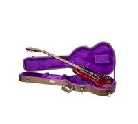 Crossrock Estuche de Madera para Guitarra eléctrica Gibson SG Acabado Chocolate Terciopelo Morado - Serie de diseñador