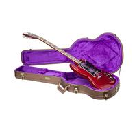 Crossrock Estuche de Madera para Guitarra eléctrica Gibson SG Acabado Chocolate Terciopelo Morado - Serie de diseñador