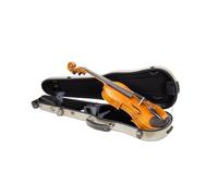 Crossrock Estuche de violín con forma de policarbonato para 4/4 tamaño completo, acabado champán mate, higrómetro, almacenamiento de accesorios, carcasa rígida ligera para viajes diarios