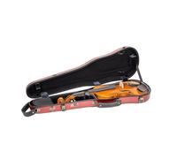 Crossrock Funda con forma de policarbonato para violín de tamaño completo 4/4, incluye manta protectora, higrómetro, bolsillo para accesorios, correas desmontables, color rojo (CRF4050VFRD)