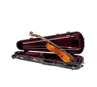 Crossrock Estuche de violín de fibra de vidrio con forma para tamaño 4/4, acabado negro brillante, cerradura TSA, correas de mochila, manta de terciopelo, almacenamiento integrado