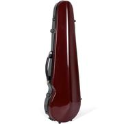 Crossrock Estuche de violín de Fibra de Vidrio para 4/4 tamaño Completo | Acabado Brillante Negro y Rojo, Interior de Terciopelo, Correas para mochileros, Carcasa rígida Ligera de 2,3 kg con Soporte