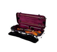 Crossrock Estuche Doble de Fibra de Vidrio para violín para Dos tamaños 4/4, Acabado Blanco Brillante, Cerradura TSA, Interior de Terciopelo Rojo, Funda Segura y Elegante para Profesionales y
