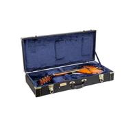 Crossrock Estuche rectangular de madera para mandolinas estilo A, con compartimento para accesorios, cierres de acero inoxidable, patas de metal, color negro (CRW620MABK-R)